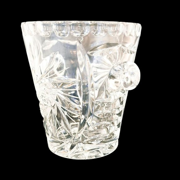 Vintage American Cut Crystal Ice Bucket with Handles & Pinwheel Design - Picture 3 of 5